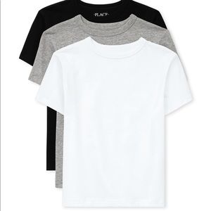 Children Place boys uniform basic layering tee 3 pack. White, Black & Grey